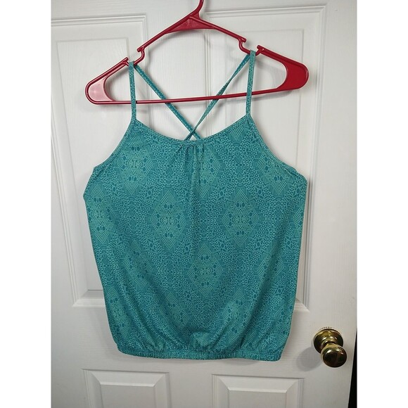 Prana Woman M Convertible Tank Aqua Kaleidoscope Breathe Activewear - Picture 1 of 10